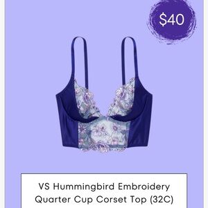 Victoria's Secret Hummingbird Embroidery Corset Top - Purple
